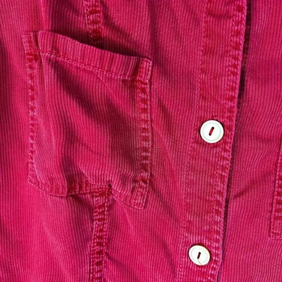 Viva Vida Size Small Dress Red Corduroy Button Down Short Sleeve - Picture 4 of 6